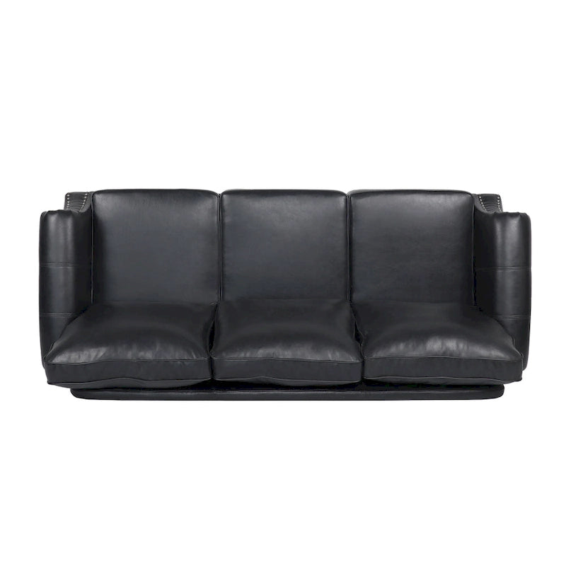 80-Inch Faux Leather 3-Seater Sofa - Rolled Arms with Nailhead Trim, Tapered Birch Legs, Contemporary Design, 80x34x37"