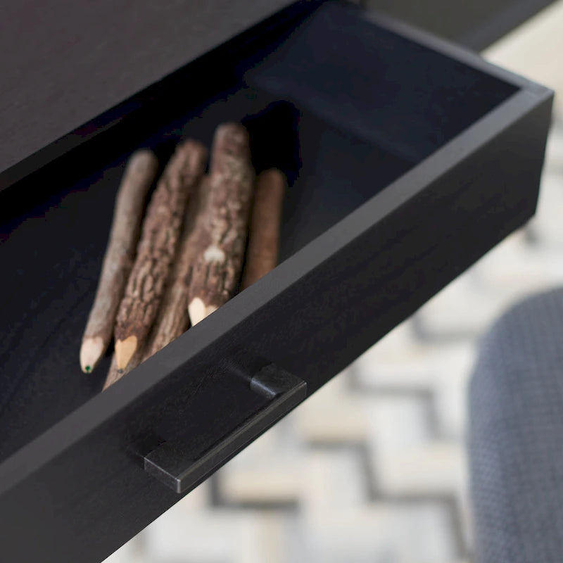 2-Drawer Writing Desk with Stiletto Legs & Brass Pulls - Mid-Century Modern Retro Style Home Office Desk - Compact Workspace Furniture