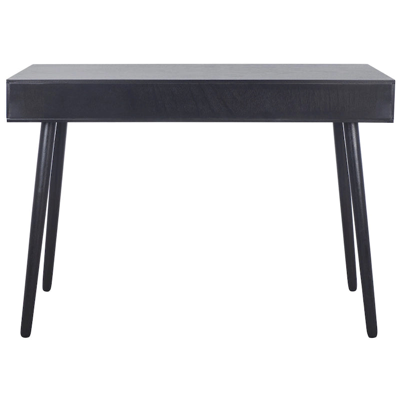 2-Drawer Writing Desk with Stiletto Legs & Brass Pulls - Mid-Century Modern Retro Style Home Office Desk - Compact Workspace Furniture