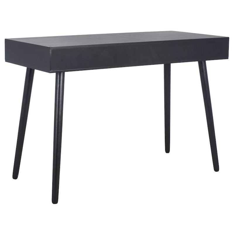 2-Drawer Writing Desk with Stiletto Legs & Brass Pulls - Mid-Century Modern Retro Style Home Office Desk - Compact Workspace Furniture