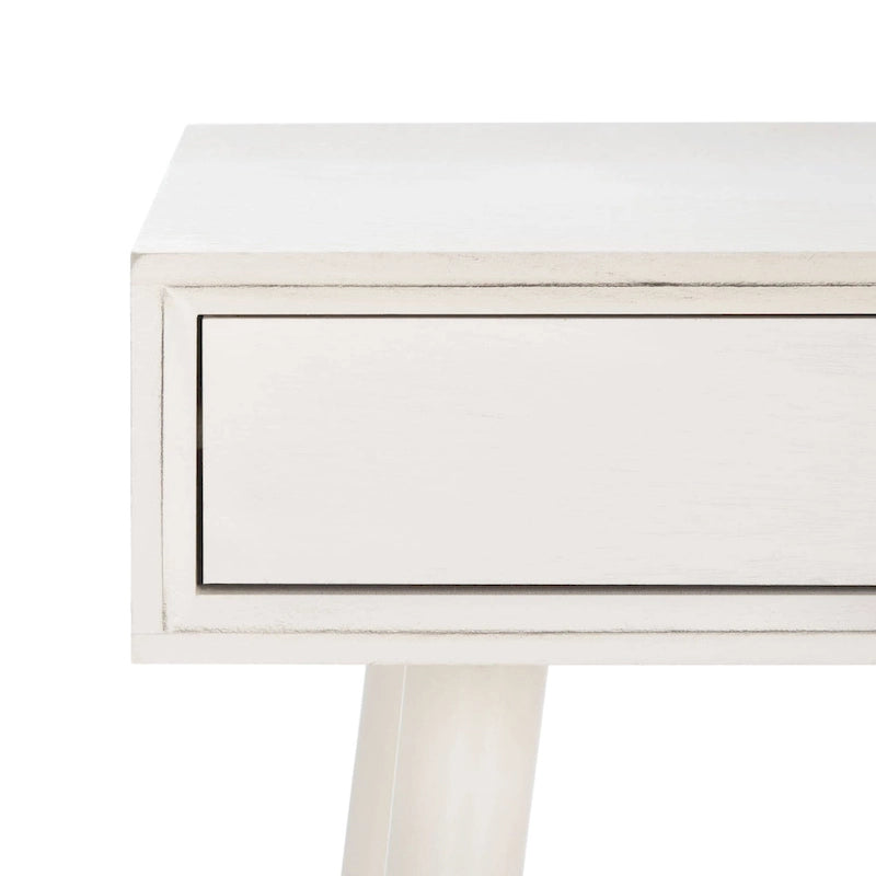 2-Drawer Writing Desk with Stiletto Legs & Brass Pulls - Mid-Century Modern Retro Style Home Office Desk - Compact Workspace Furniture
