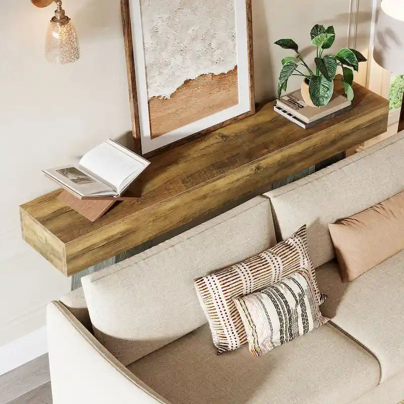 63-Inch Farmhouse Console Table - Wooden Entryway Table, Modern Japanese Minimalist, Engineered Wood Top, 11.8x63x33.5", 52lbs