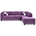Reversible Microsuede 4-Seater Sectional Sofa with Throw Pillows - 111 - Purple