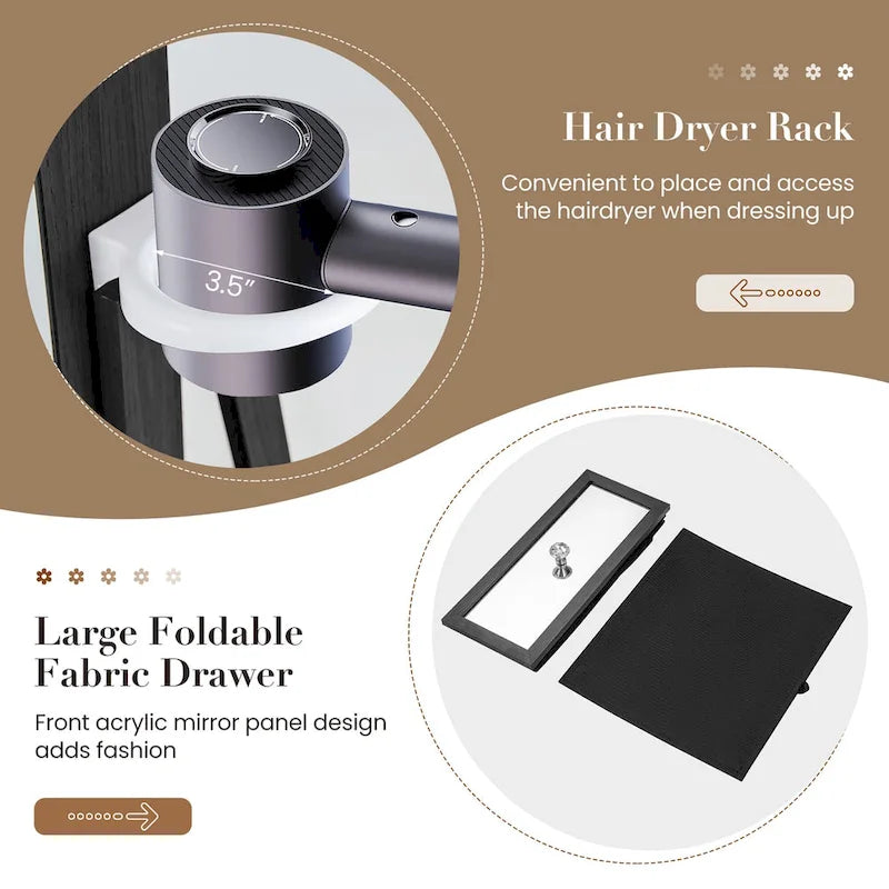 360° Swivel Jewelry Cabinet - Full-Length Mirror with LED Lights, 22x64.5", Lockable Storage for 108 Earrings & More, 4-in-1 Organizer