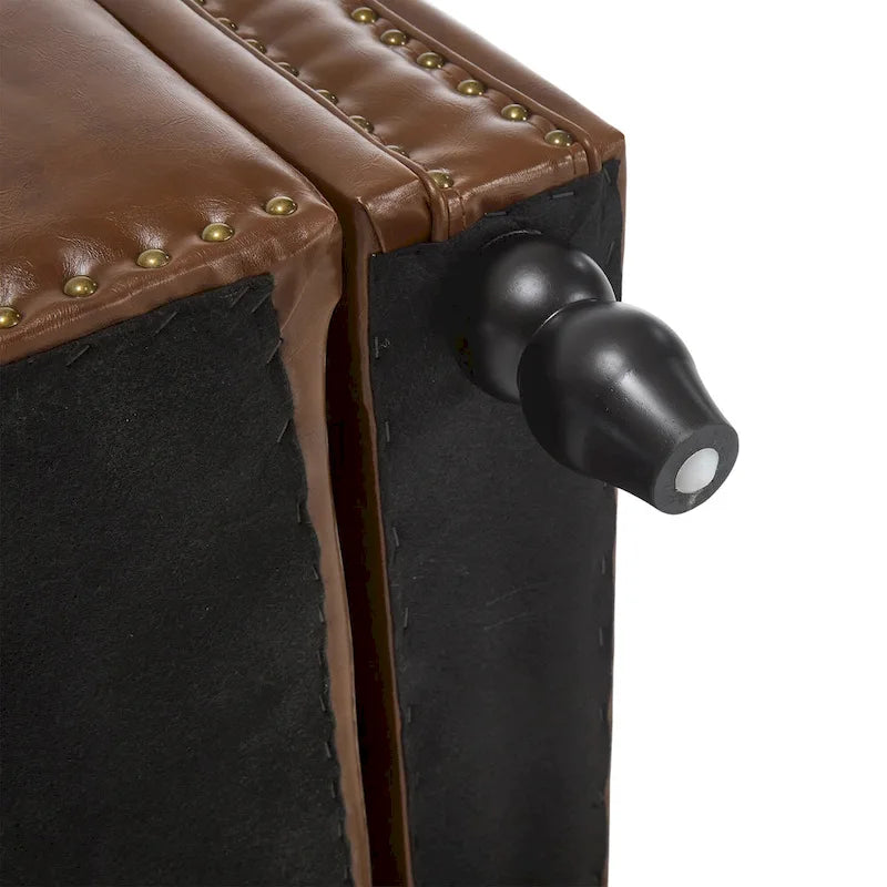 55.12 Upholstered Fabric Storage Ottoman Bench, Button Tufted Design, 275lbs Capacity for Living Room or Bedroom