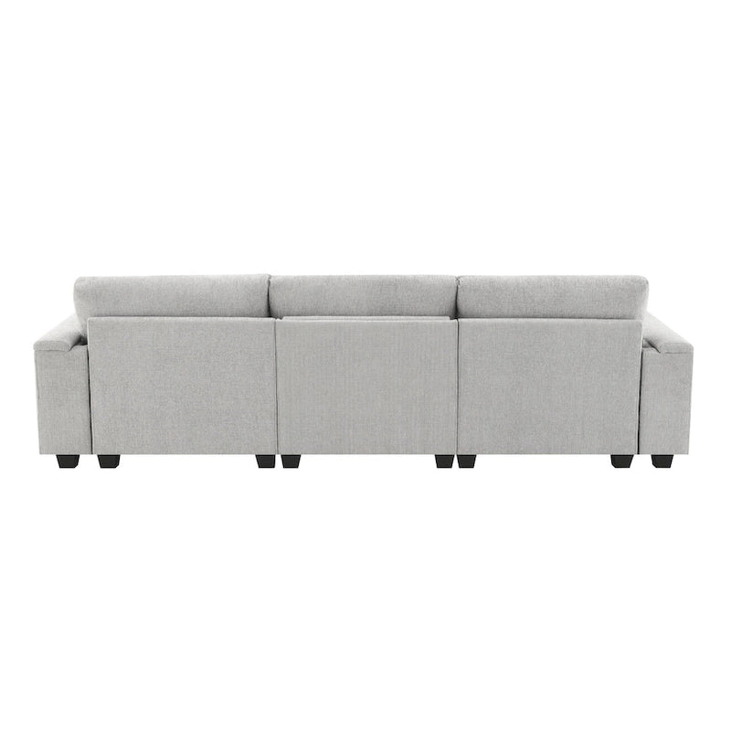 96" Chenille Smart Sectional Sofa with Bluetooth Speaker, USB Charger & Drop-Down Table - 3-Seater Cloud Couch