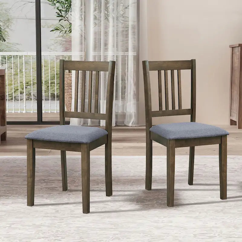 Mid-Century Modern 5-Piece Breakfast Nook Dining Set - Square Wooden Table & 4 Upholstered Chairs, Space-Saving