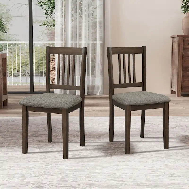 Mid-Century Modern 5-Piece Breakfast Nook Dining Set - Square Wooden Table & 4 Upholstered Chairs, Space-Saving