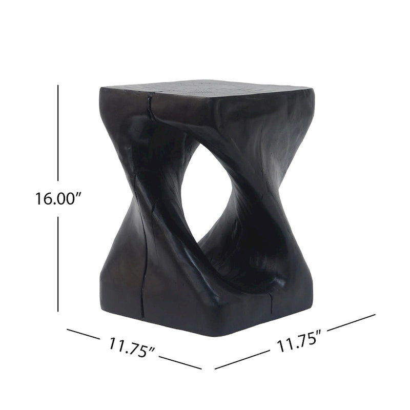 Twist Spiral Side Table - MGO Wood-Like Texture, 12x12x16", 200lb Capacity, Weather Resistant, Indoor/Outdoor Accent