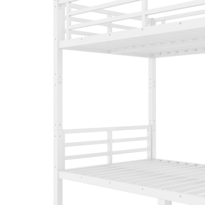 Twin XL over Twin XL Metal Bunk Bed - 350/500lb Capacity, Noise-Free Design, 40 Slats, Guardrails, 9.8" Under-Bed Storage, White