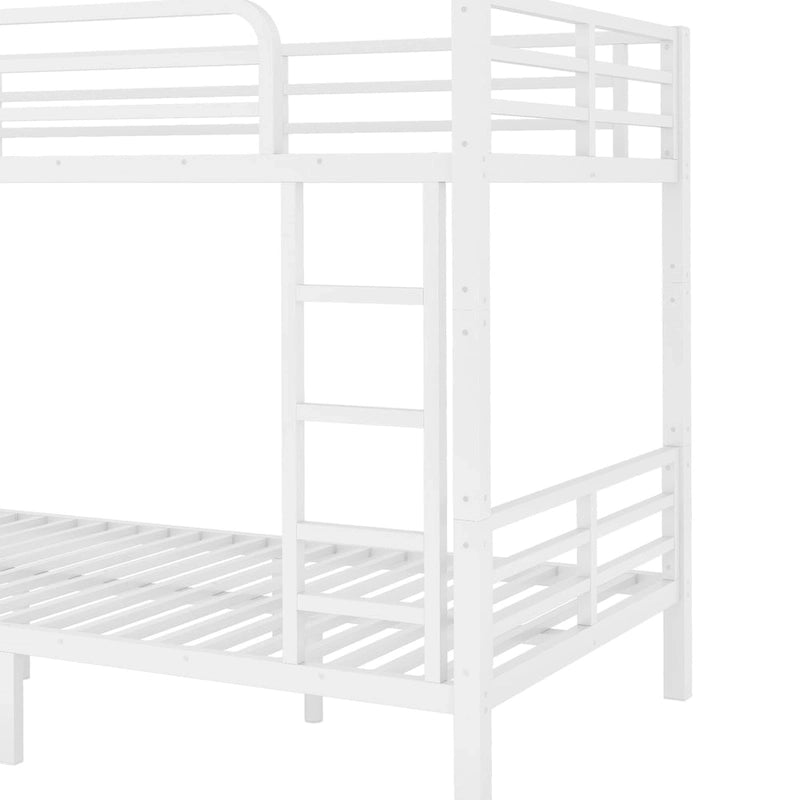 Twin XL over Twin XL Metal Bunk Bed - 350/500lb Capacity, Noise-Free Design, 40 Slats, Guardrails, 9.8" Under-Bed Storage, White