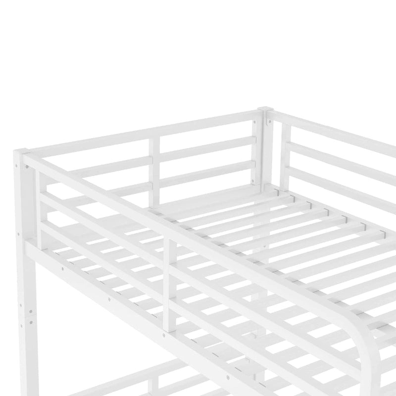 Twin XL over Twin XL Metal Bunk Bed - 350/500lb Capacity, Noise-Free Design, 40 Slats, Guardrails, 9.8" Under-Bed Storage, White