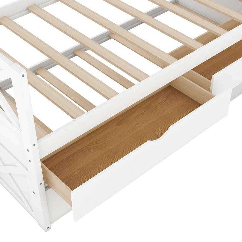 Twin Daybed with 2 Drawers & Trundle - Solid Pine Wood, 76L x 39.2W x 35H, Multi-Functional Bedroom Furniture