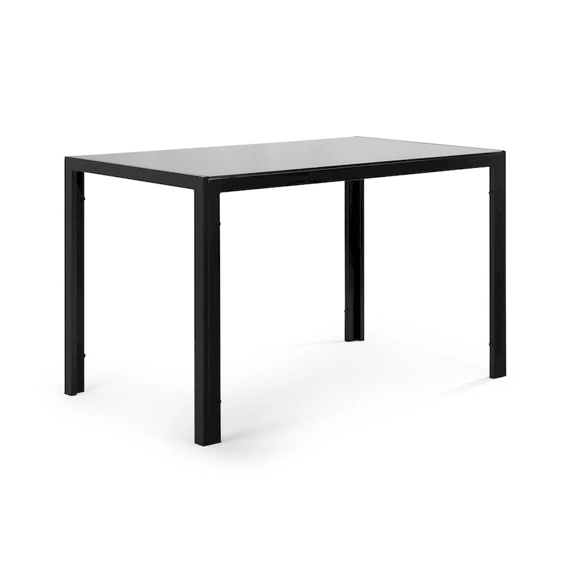 Modern 5-Piece Dining Set - Rectangular Tempered Glass Table & 4 High Back Upholstered Chairs, PU Leather, Metal Frame