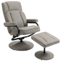 30" High Back Swivel Recliner Chair with Ottoman - PU Leather, Full 360° Rotation, Steel Base, Manual Recline