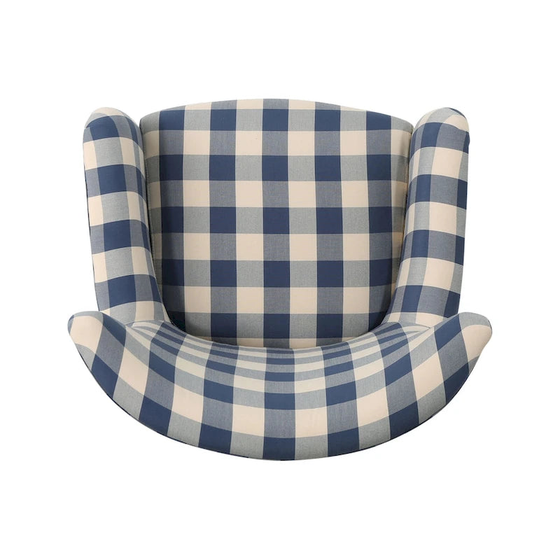 Modern Retro High Back Upholstered Armchair with Wood Legs, Multi-Pattern Design, 30.25"H