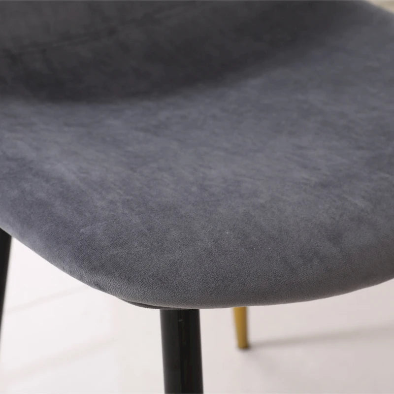 5-Piece Dining Set Round White Table with 4 Velvet Upholstered Chairs MDF Rubberwood Modern Style Gold Tone Metal Legs