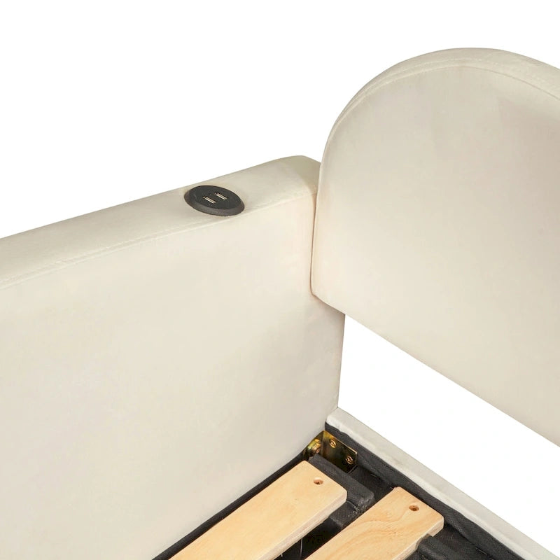 Twin Cloud Velvet Daybed with Trundle Drawers and USB Expands Twin to King Size 2 Storage Drawers Upholstered