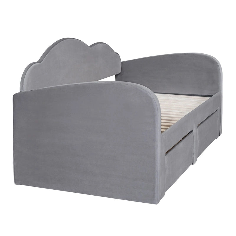 Twin Cloud Velvet Daybed with Trundle Drawers and USB Expands Twin to King Size 2 Storage Drawers Upholstered
