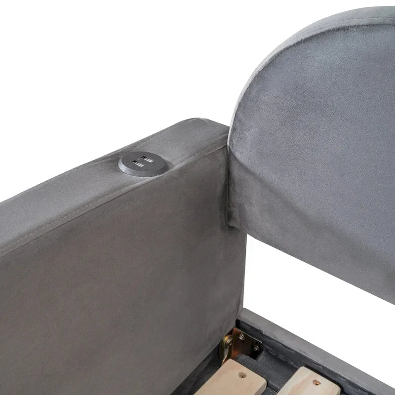 Twin Cloud Velvet Daybed with Trundle Drawers and USB Expands Twin to King Size 2 Storage Drawers Upholstered