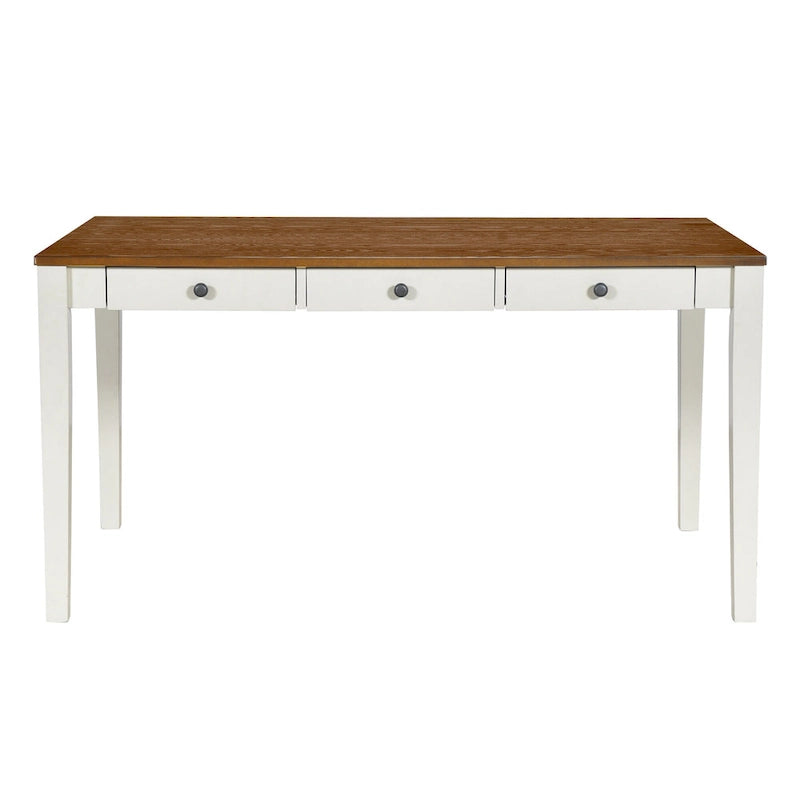 6-Piece Wooden Dining Table Set with 4 Chairs and Bench Walnut Top Built-In Drawer Farmhouse Style