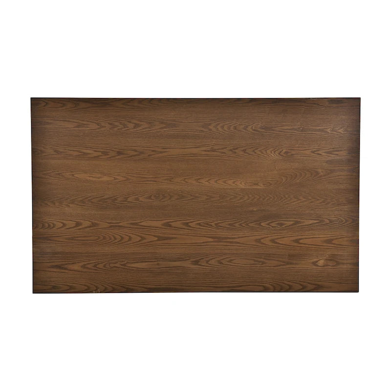 6-Piece Wooden Dining Table Set with 4 Chairs and Bench Walnut Top Built-In Drawer Farmhouse Style