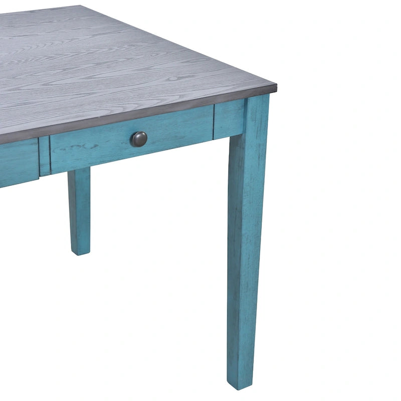 6-Piece Wooden Dining Table Set with 4 Chairs and Bench Walnut Top Built-In Drawer Farmhouse Style