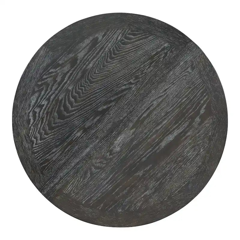 TREXM Farmhouse Dining Table Extendable Round Table for Kitchen and Dining Room
