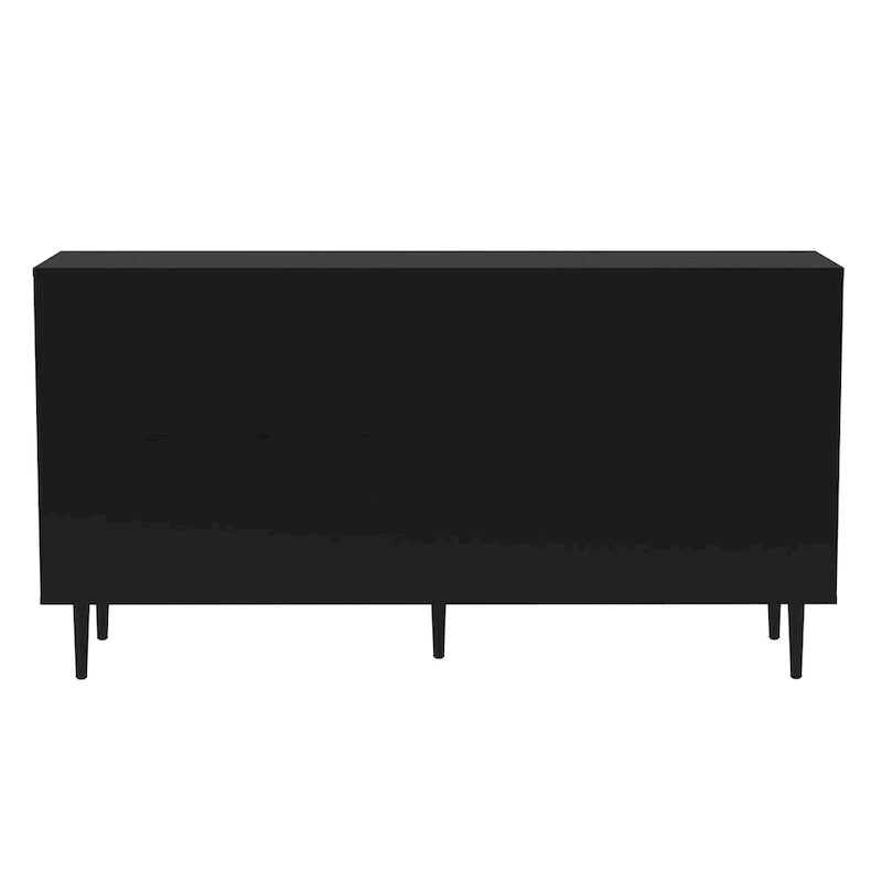 58" Two-Tone TV Stand Console with Bookmatch Cabinet Doors, Open Shelving & Wire Management for TVs up to 65" - White & Acorn