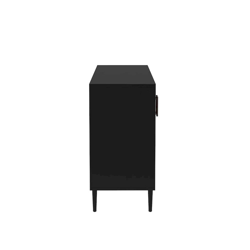 58" Two-Tone TV Stand Console with Bookmatch Cabinet Doors, Open Shelving & Wire Management for TVs up to 65" - White & Acorn