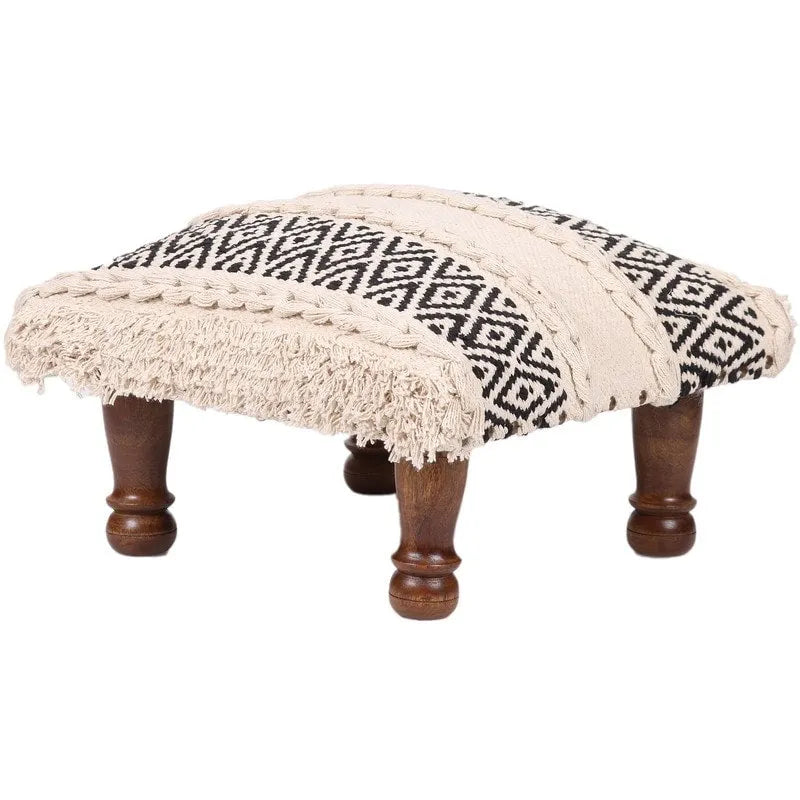 HERAT ORIENTAL Handmade Cotton Dhurrie Upholstered Stool