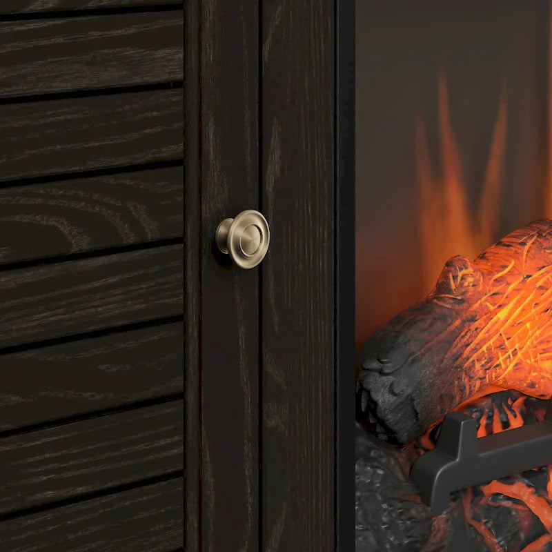 68" Electric Fireplace TV Stand for TVs up to 80" - Oak Wood Console with Remote, Heats 400 sq ft, 2 Doors & Shelves - Rustic Coastal Style