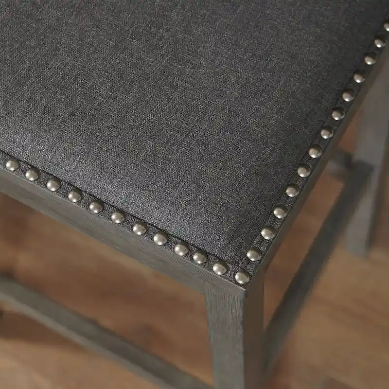 Counter Height Dining Set - Gray Table with 3 Bar Stools, Built-in Power Outlets & USB Ports, Drawer, Acacia Veneer, Set of 4