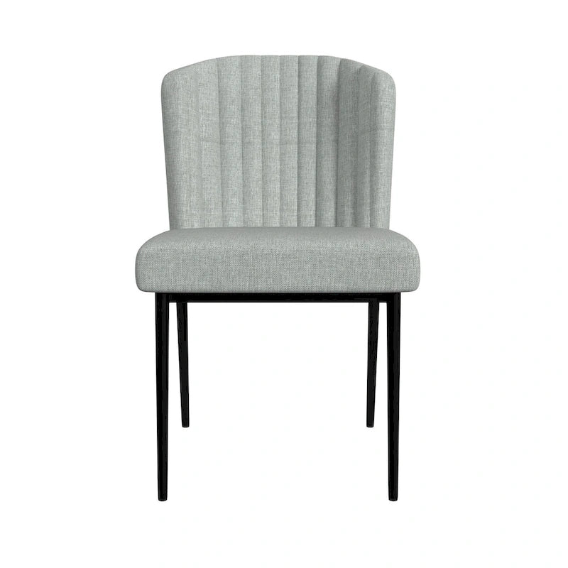HomePop ChannelBack Dining Chair with Metal Legs-Gray Woven (set of 2)