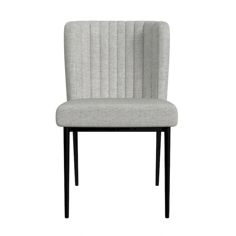HomePop ChannelBack Dining Chair with Metal Legs-Gray Woven (set of 2)