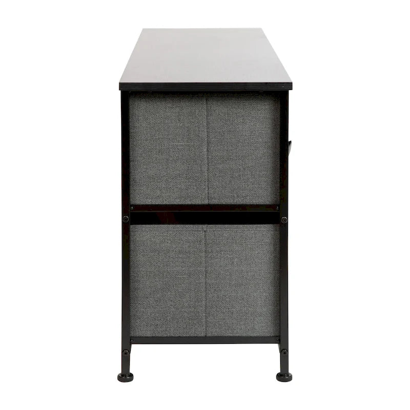 5 Drawer Storage Chest with Wood Top & Dark Fabric Pull Drawers