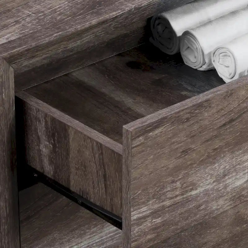 5-Drawer Tall Dresser - Mid-Century Modern Style, Faux Wood Grain Finish, Metal Handles, Smooth Glide Drawers - 3 Color Options: Black/White/Brown Oak
