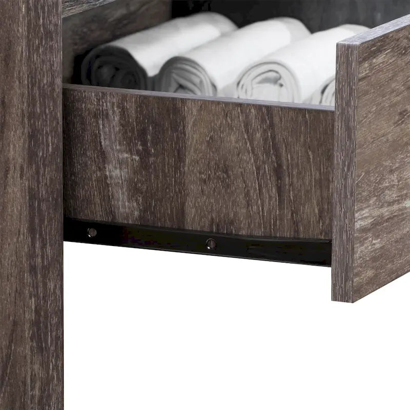 5-Drawer Tall Dresser - Mid-Century Modern Style, Faux Wood Grain Finish, Metal Handles, Smooth Glide Drawers - 3 Color Options: Black/White/Brown Oak