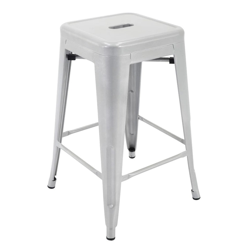 Stackable Metal Counter Stools Set of 4 - Indoor/Outdoor Backless Bar Stools, Rust-Proof Iron Construction, 300 lbs Capacity - Industrial Style