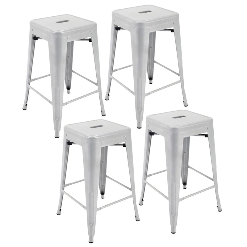 Stackable Metal Counter Stools Set of 4 - Indoor/Outdoor Backless Bar Stools, Rust-Proof Iron Construction, 300 lbs Capacity - Industrial Style