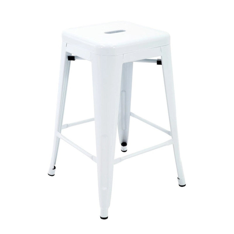 Stackable Metal Counter Stools Set of 4 - Indoor/Outdoor Backless Bar Stools, Rust-Proof Iron Construction, 300 lbs Capacity - Industrial Style