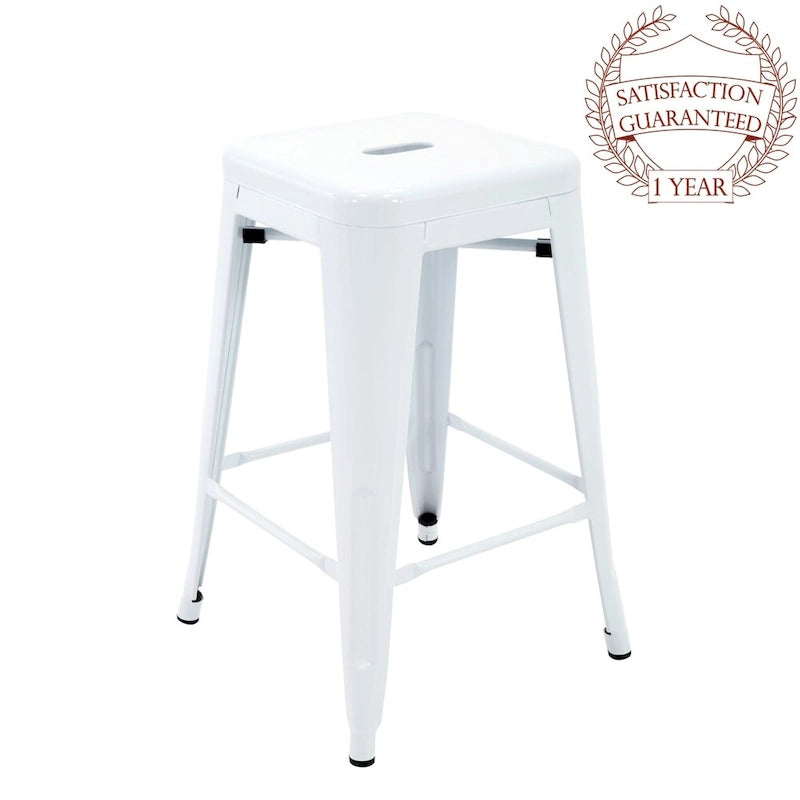 Stackable Metal Counter Stools Set of 4 - Indoor/Outdoor Backless Bar Stools, Rust-Proof Iron Construction, 300 lbs Capacity - Industrial Style