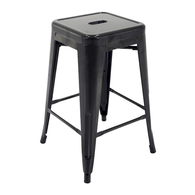 Stackable Metal Counter Stools Set of 4 - Indoor/Outdoor Backless Bar Stools, Rust-Proof Iron Construction, 300 lbs Capacity - Industrial Style