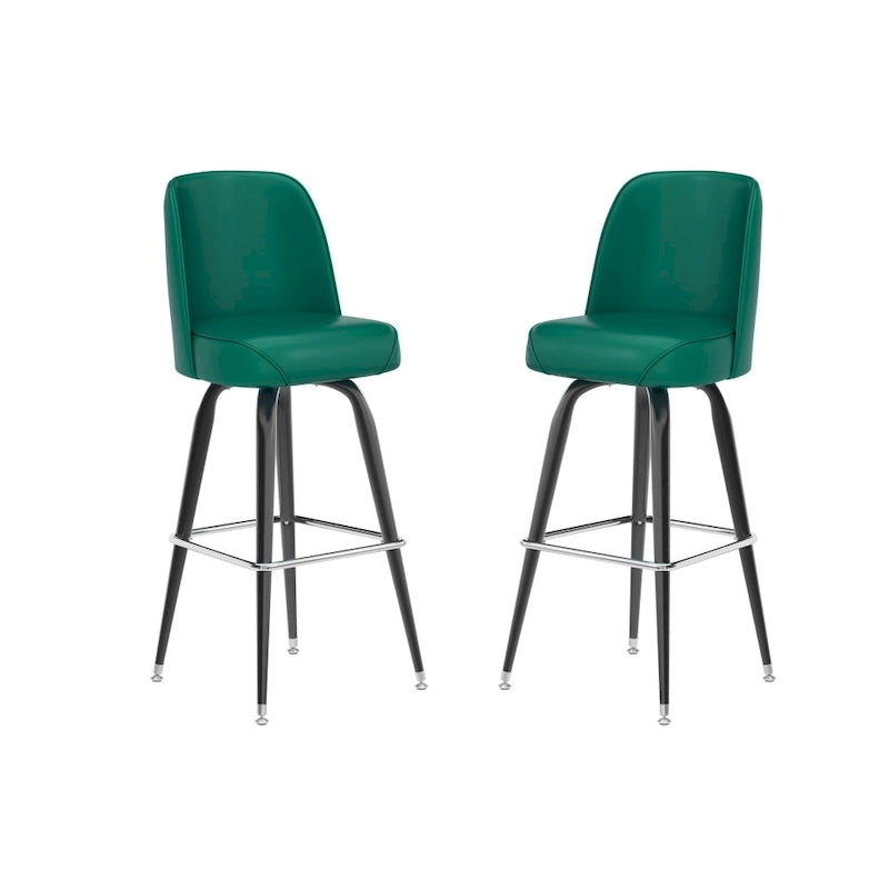 Metal Bar Stools Set of 2 with Swivel Vinyl Bucket Seats - 18 Gauge Steel Frame, Chrome Footrest, 500 lbs Capacity - Commercial/Residential Use