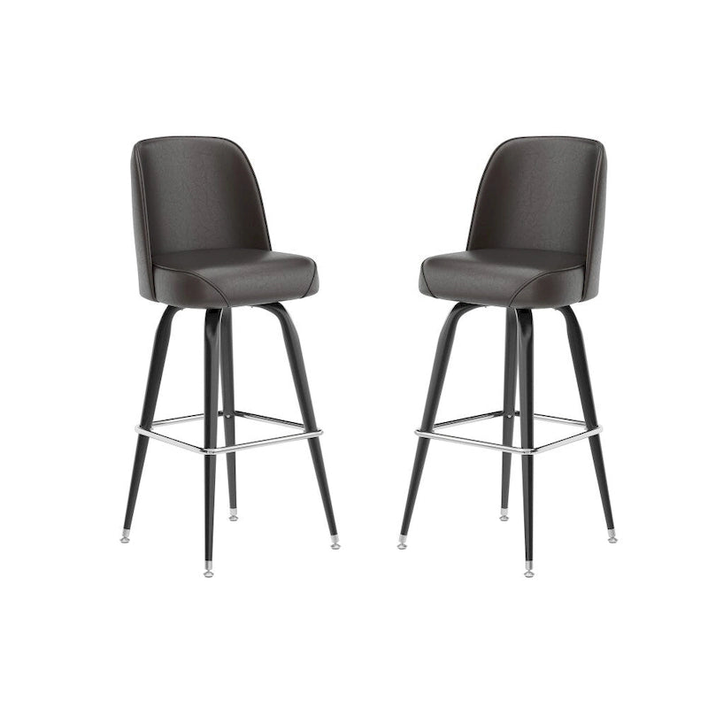 Metal Bar Stools Set of 2 with Swivel Vinyl Bucket Seats - 18 Gauge Steel Frame, Chrome Footrest, 500 lbs Capacity - Commercial/Residential Use