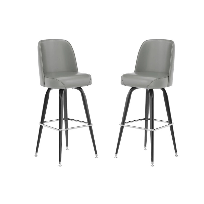 Metal Bar Stools Set of 2 with Swivel Vinyl Bucket Seats - 18 Gauge Steel Frame, Chrome Footrest, 500 lbs Capacity - Commercial/Residential Use