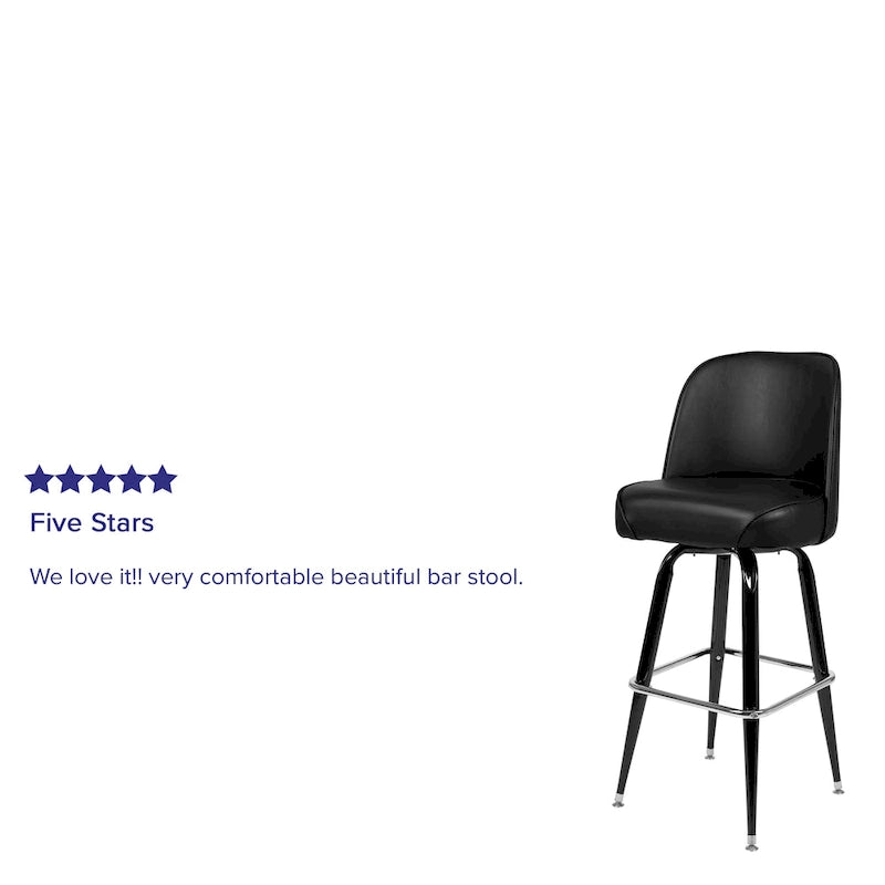 Metal Bar Stools Set of 2 with Swivel Vinyl Bucket Seats - 18 Gauge Steel Frame, Chrome Footrest, 500 lbs Capacity - Commercial/Residential Use