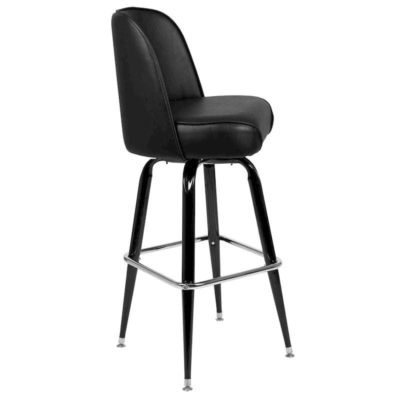Metal Bar Stools Set of 2 with Swivel Vinyl Bucket Seats - 18 Gauge Steel Frame, Chrome Footrest, 500 lbs Capacity - Commercial/Residential Use