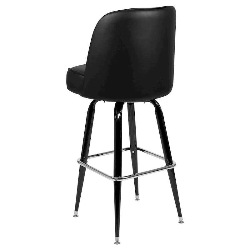 Metal Bar Stools Set of 2 with Swivel Vinyl Bucket Seats - 18 Gauge Steel Frame, Chrome Footrest, 500 lbs Capacity - Commercial/Residential Use