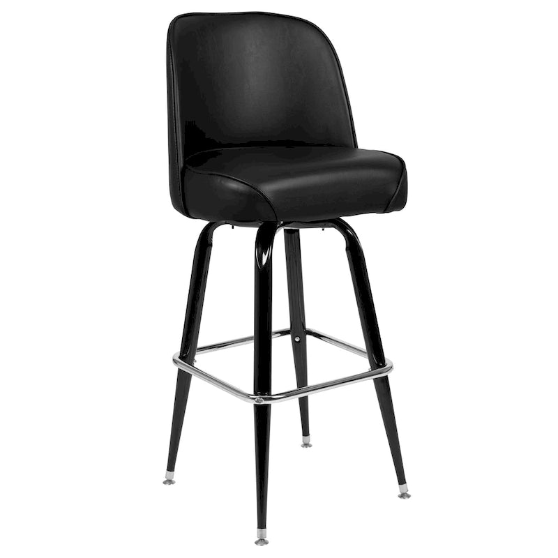 Metal Bar Stools Set of 2 with Swivel Vinyl Bucket Seats - 18 Gauge Steel Frame, Chrome Footrest, 500 lbs Capacity - Commercial/Residential Use